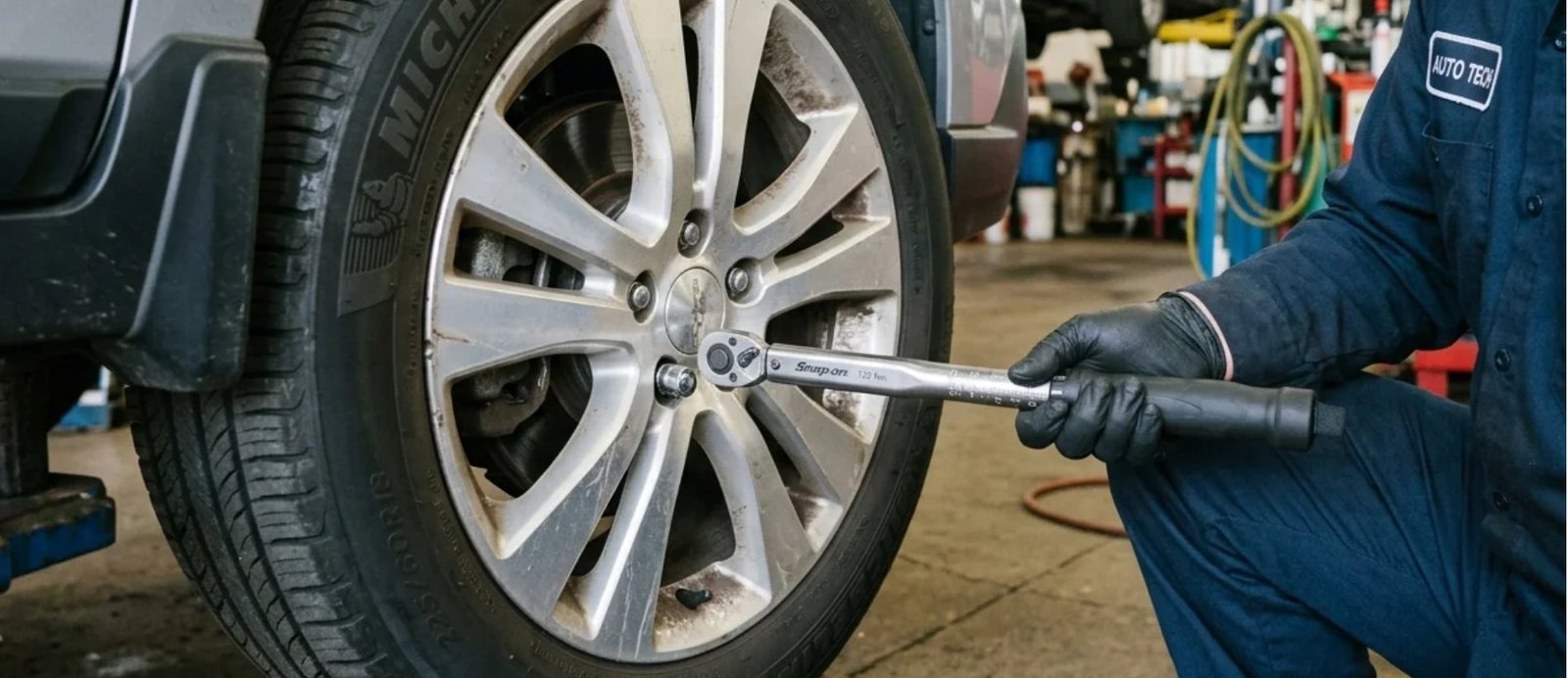 Apriete de los pernos de la rueda con torquímetro